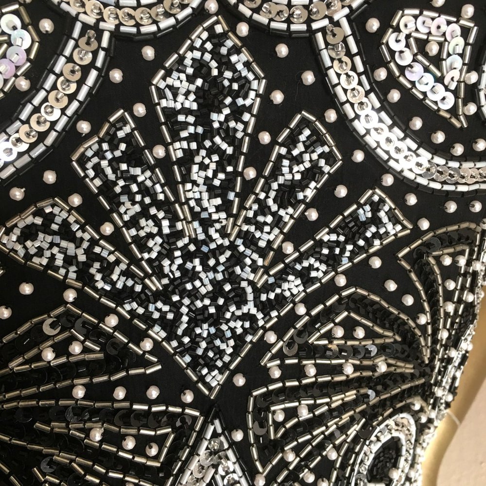 Vintage LAURENCE KAZAR Sleeveless Silk Beaded, Sequined, Embellished Dress - Picture 4 of 15